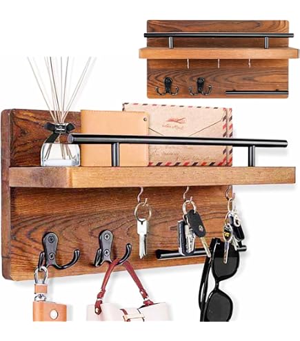 Amazon.co.jp: WODECASA キーフック 壁掛け 5連 キーハンガー 木製